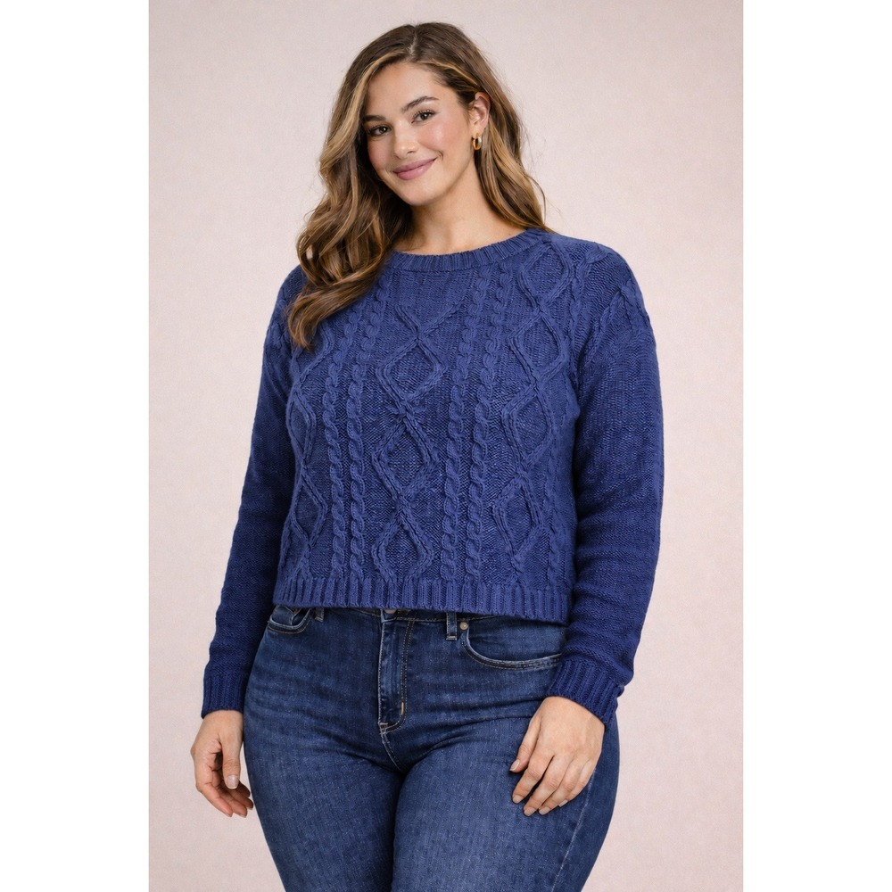 Wild Fable Navy Blue Cable Knit Oversized Pullover Sweater Womens‎ Plus 2X NWT